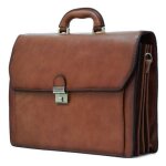 Cartable en cuir de vachette - marron - 4 soufflets - ref. kat63033 - 03