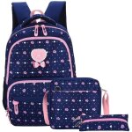Cartable fille primaire3 en 1 sac  dos enfant scolair en nylon impermablepour lcoleles loisirsle voyage(ble ...