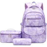 Cartable fille primaire - lecoo - toile violet - nylon impermable - dos