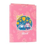 Cartable - disney - stitch - couverture cartonn�e - 3 rabats flexibles - fermeture �lastique
