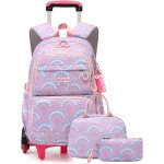 Trousse et cartable à roulette fille primaire lecoo - violet - avec lunch box et trousse - 6 roues pour ... Trousse et cartable à roulette fille primaire lecoo - violet - avec lunch box et trousse - 6 roues pour ...