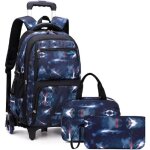 Trousse et cartable a roulette - lecoo - bleu - nylon imperm�able - 3 en 1 - enfant mixte