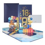 Carte anniversaire 3d - pop - up - 18 ans - cadeau pour femme et homme - design �l�gant - enveloppe incluse ...