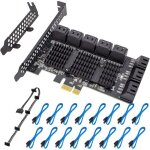 Carte contr�leur pcie sata 16 ports 6 gbps - 16 c�bles de donn�es inclus