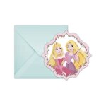 Cartes dinvitation - disney - princesses - 6 pices - enveloppes incluses - rose pastel