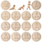 Carte �tape b�b� bois 1 - 12 mois lot de 14 - 14 pi�ces bois 10cm - carte naissance bebe souvenir mois ...