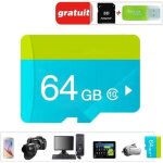 Carte mémoire micro sd - gaak - 64 go - classe 10 - adaptateur sd - lecteur de cartes Carte mémoire micro sd - gaak - 64 go - classe 10 - adaptateur sd - lecteur de cartes