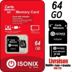 Carte mémoire micro - sd - isonix - 64 go - sdhc / sdxc - adaptateur inclus - class 10 Carte mémoire micro - sd - isonix - 64 go - sdhc / sdxc - adaptateur inclus - class 10
