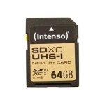 Carte mmoire sdxc uhs - i - intenso - 64gb - classe 10 - vitesse de lecture jusqu 45 mo / s