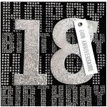 Carte de voeux glamour - anniversaire - 18 ans noir argente