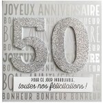 Carte de voeux glamour - anniversaire - 50 ans blanc argente