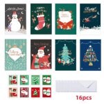 Carte de voeux no�l - fait main - 16 cartes avec enveloppes et autocollants - multicolore - 8. 5x12. ...