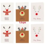 Carte de voeux nol - originale - 12 cartes - design moderne - 15x10cm - blanc