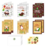 Carte de voeux nolcarte de voeux de dcoration de cadeaucarte de fte de vacance avec enveloppe et autocollan ...