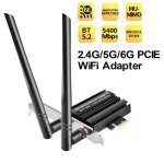 Carte wifi 6e pcie - carte r�seau sans fil - 5400 mbps - bluetooth 5. 2 - tri - bandes (6ghz / 5ghz / ...