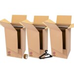 Cartons d�m�nagement penderie 50x50x100 cm avec tringles lot de 3 + 1 rouleau adh�sif & 10 cintres offerts ...