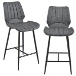 [en. casa] lot de 2 tabourets de bar sige de cuisine 103 x 47 x 51 cm pied en mtal housse similicuir ...