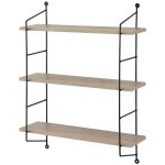 [en. casa]� �tag�re murale avec 3 tablettes avec cadre dacier avec aspect en bois - 48 x 15 cm