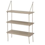 [en. casa] tagre murale avec 3 tablettes avec fixation de corde avec aspect en bois - 60 x 235 cm