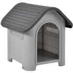 [en. casa] niche pvc avec trou daration 75 x 59 x 66 cm gris et noir