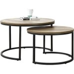 [en. casa] set de 2 tables basses rondes gigognes table de salon panneaux de particules mtal couleur ...