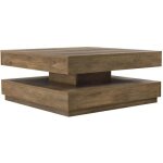 [en. casa] table basse avec plateau tournant panneau de fibre de bois couleur effet bois 76 x 76 x 38 ...