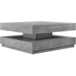 [en. casa] table basse avec plateau tournant panneau de fibre de bois gris bton 76 x 76 x 38 cm