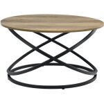 [en. casa] table basse ronde table de salon design intemporel panneaux de particules mtal couleur bois ...