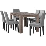 En. casa table � manger en ch�ne ancien avec 6 chaises gris brilliant cuir - synth�tique rembourr� 140x90 ...