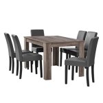 En. casa table à manger en chêne ancien avec 6 chaises gris - foncé cuir - synthétique rembourré 140x90 ... En. casa table à manger en chêne ancien avec 6 chaises gris - foncé cuir - synthétique rembourré 140x90 ...