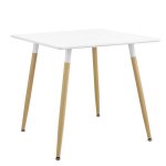 [en. casa] table  manger table de salle  manger table de cuisine bureau carr mdf laqu et acier blanc ...