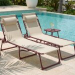 Casabel lot de 2 chaises longues pliantes terracotta pour jardin transats inclinables acier et toile ...