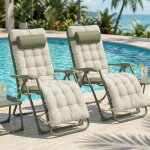 Casabel lot de 2 chaises pliantes z�ro gravit� vert sauge avec coussin fauteuils ext�rieurs inclinables ...