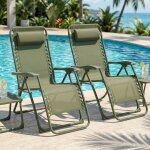 Casabel lot de 2 chaises pliantes z�ro gravit� vert sauge fauteuils ext�rieurs inclinables et confortables ...