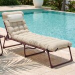Casabel chaise longue pliante terracotta avec coussin d�perlant transat inclinable confortable acier ...