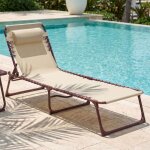 Casabel chaise longue pliante terracotta transat ext�rieur inclinable et confortable acier et toile textilene ...