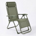 Casabel chaise pliante z�ro gravit� vert sauge fauteuil ext�rieur inclinable et confortable inox et toile ...