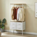 Casabel?penderie?v�tements?meuble?avec?4?tiroirs?de?rangement porte manteau dressing penderie?bois?&?m�tal?bla ...