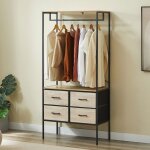 Casabel?penderie?v�tements?meuble?avec?4?tiroirs?de?rangement porte manteau dressing penderie?bois?&?m�tal?noi ...