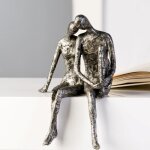 Casablanca design sculpture couple assis aspect argent vieilli 25 x 18 cm: cuisine & maison