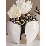 Vase - casablanca - arbre - blanc / argent - c�ramique - design contemporain 21 cm