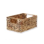 Calicosy - panier en jacinthe deau armature m�tal - hauteur 13 cm - beige