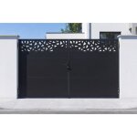 Casanoov portail battant acier 3m nali ruivo h. 180cm noir + portillon h. 180cm noir