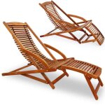 Casaria� 2x chaises longues en bois dacacia bain de soleil ergonomique avec appui t�te transat jardin ...