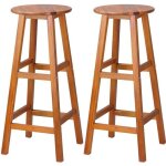 Casaria� 2x tabourets de bar chaises hautes bois dacacia assise ronde avec repose - pieds hauteur 76 ...