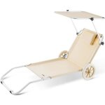 Casaria chaise longue crête de plage beige transat pliable chariot de transport avec pare soleil réglable ... Casaria chaise longue crête de plage beige transat pliable chariot de transport avec pare soleil réglable ...