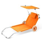 Casaria chaise longue crête de plage orange transat pliable chariot de transport avec pare soleil réglable ... Casaria chaise longue crête de plage orange transat pliable chariot de transport avec pare soleil réglable ...