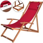 Casaria chaise longue pliante en bois bordeaux chaise de plage 3 positions chilienne transat jardin ...