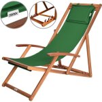 Casaria chaise longue pliante en bois vert chaise de plage 3 positions chilienne transat jardin exterieur ...