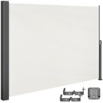 Store lat�ral r�tractable 160x300cm brise - vue cr�me auvent avec toile en polyester paravent ext�rieur ...